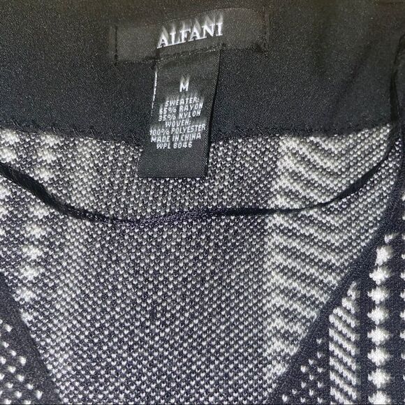 ALFANI Womens Black Striped Long Sleeve Open Top - Picture 12 of 12